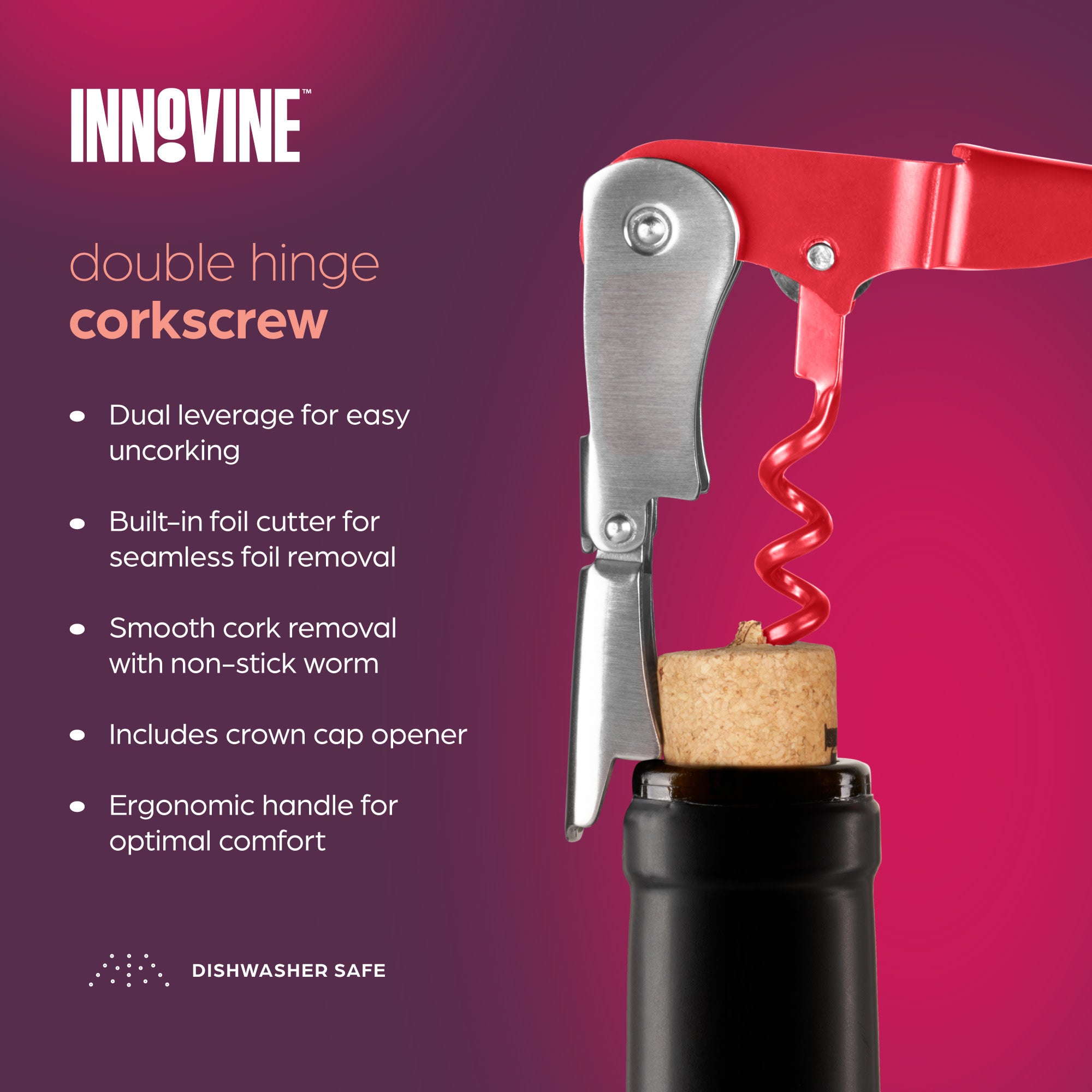 Double Hinged Corkscrew in Raspberry